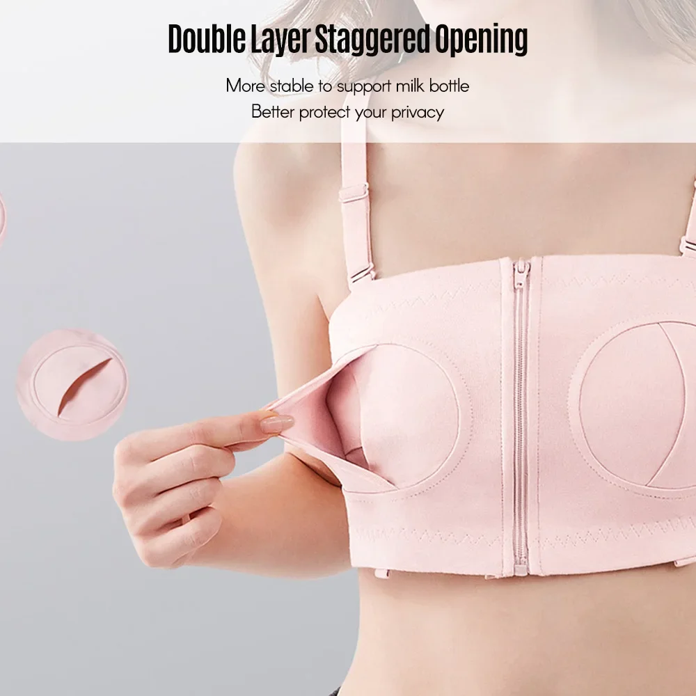 Maternity Bra Hands Free Pumping Bra Adjustable Cotton Breast Pump Bra No Steel Ring Nursing Bra for Breast Pump