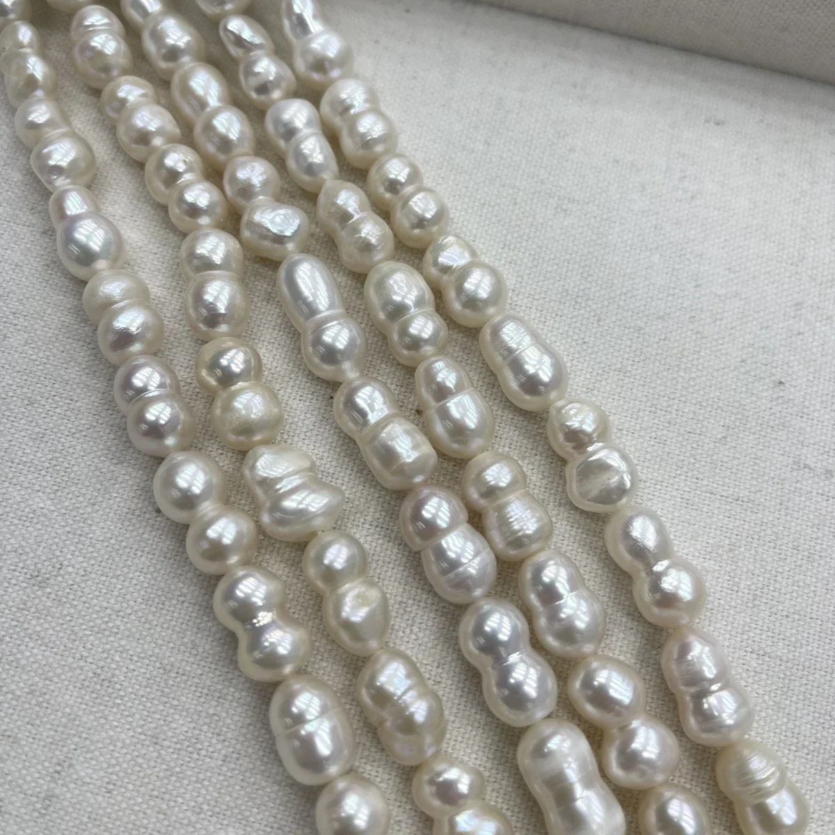 10x15mm Natural Freshwater White Peanut Shape Pearl Strand Baroque Double Gourd Pearls for DIY Necklace Jewelry Making Supplies