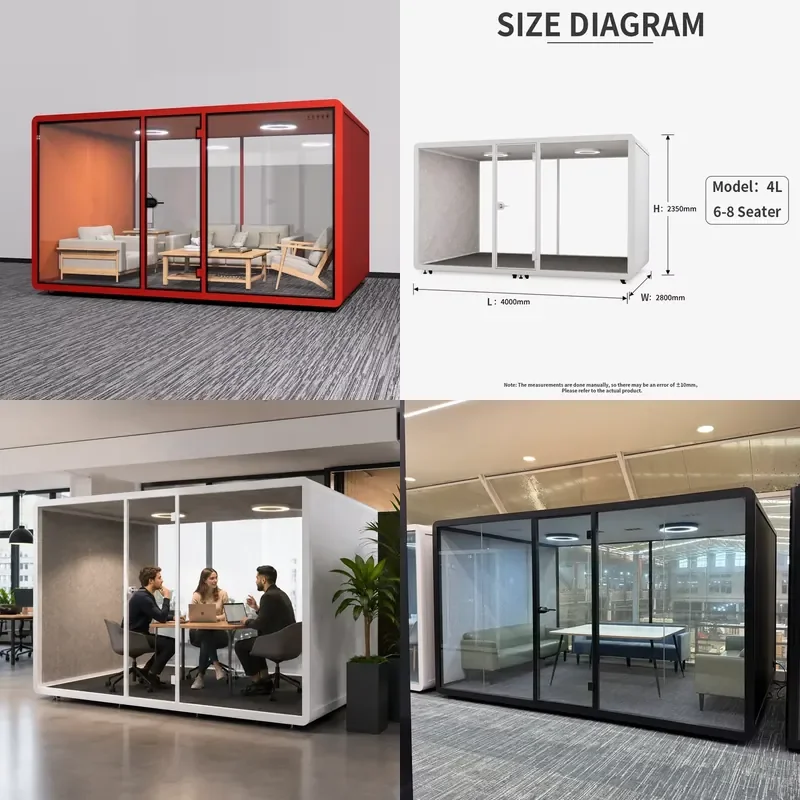 8 Person Corporate Meeting Cabin Modern Aluminum Soundproof Work Booth for Home Office Conference Pod