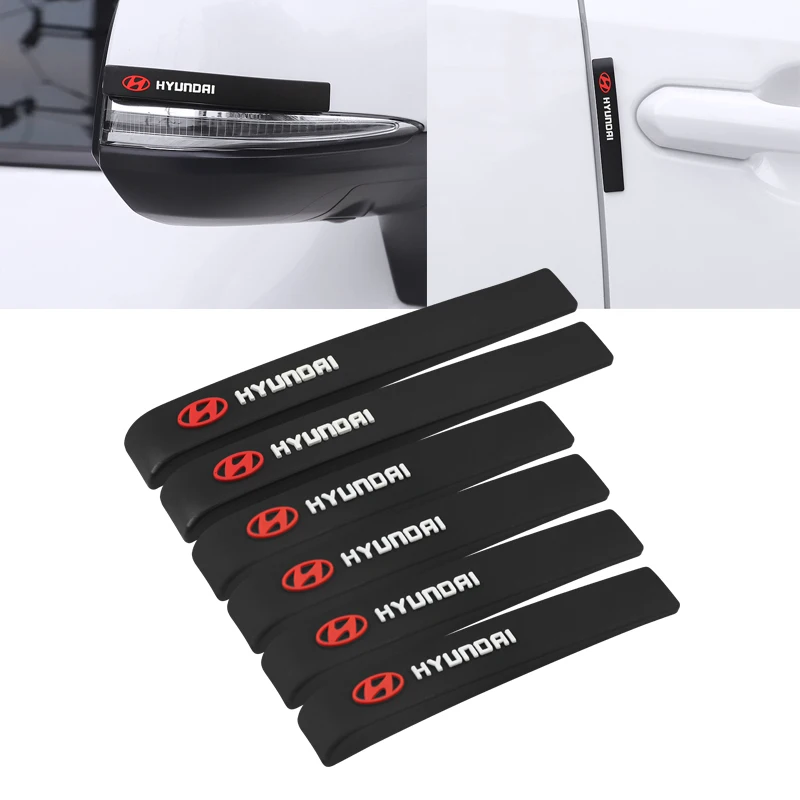 6Pcs Rubber Car Anti-Collision Bumper Strip Guards Protector Stickers For Hyundai Genesis N-LINE I10 I20 I30 I40 IX20 IX35 Kona