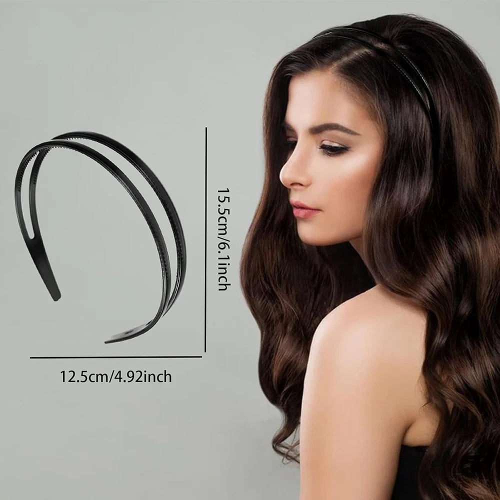 Kunststoff-Stirnband, zweireihig, Zahnkamm, Haarband, einfacher und schicker Haarreifen, rutschfestes Haar-Accessoire für Frauen und Mädchen, tägliches Dating – Detail 1
