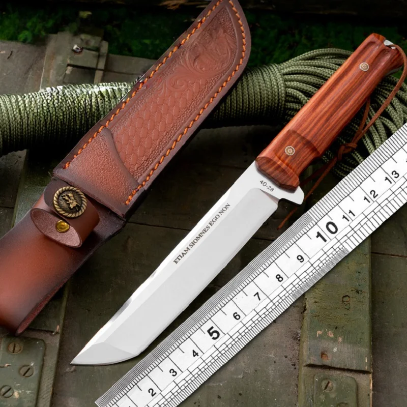 

N690 steel high hardness straight knife, portable self-defense knife, sharp thickened steel knife fruit knife, survival knife
