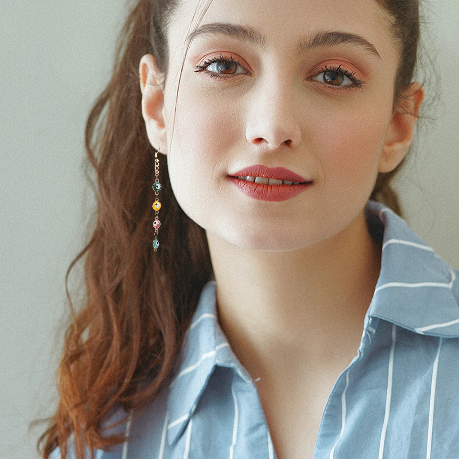 Evil Eye Bead Chain 1m Long with Connecting Holes Both Sides DIY Beads for Handmade Jewelry Evil Eye Link Chain