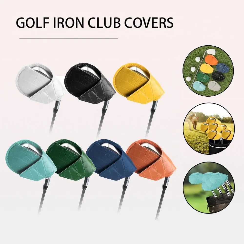 

PU Leather Golf Iron Headcover Crocodile Pattern Wear Resistant Golf Club Head Cover Scratch Resistant Waterproof