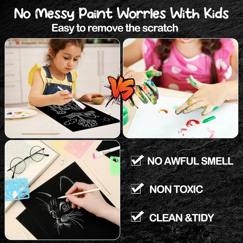 Juego de Arte de papel rascador de madera para fiesta de cumpleaños, plantillas para manualidades, suministros de regalo, 127X11 pulgadas, 8,5 piezas