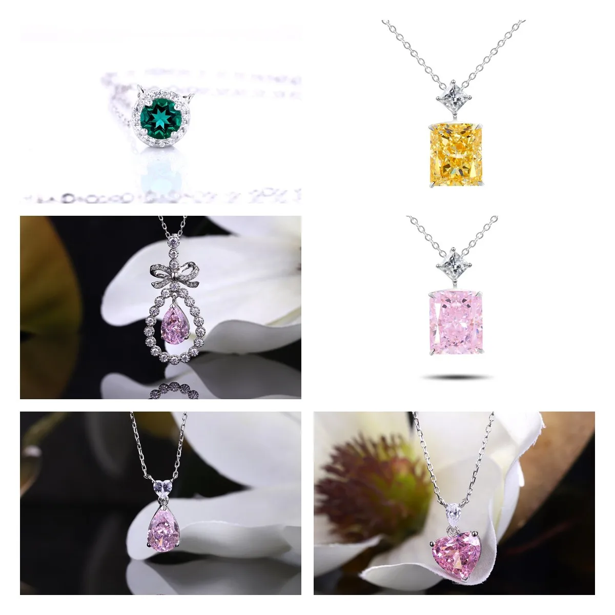

High-Quality Pendant Necklace Simulated Diamond For Women Wedding Necklace 925 Sterling Silv
