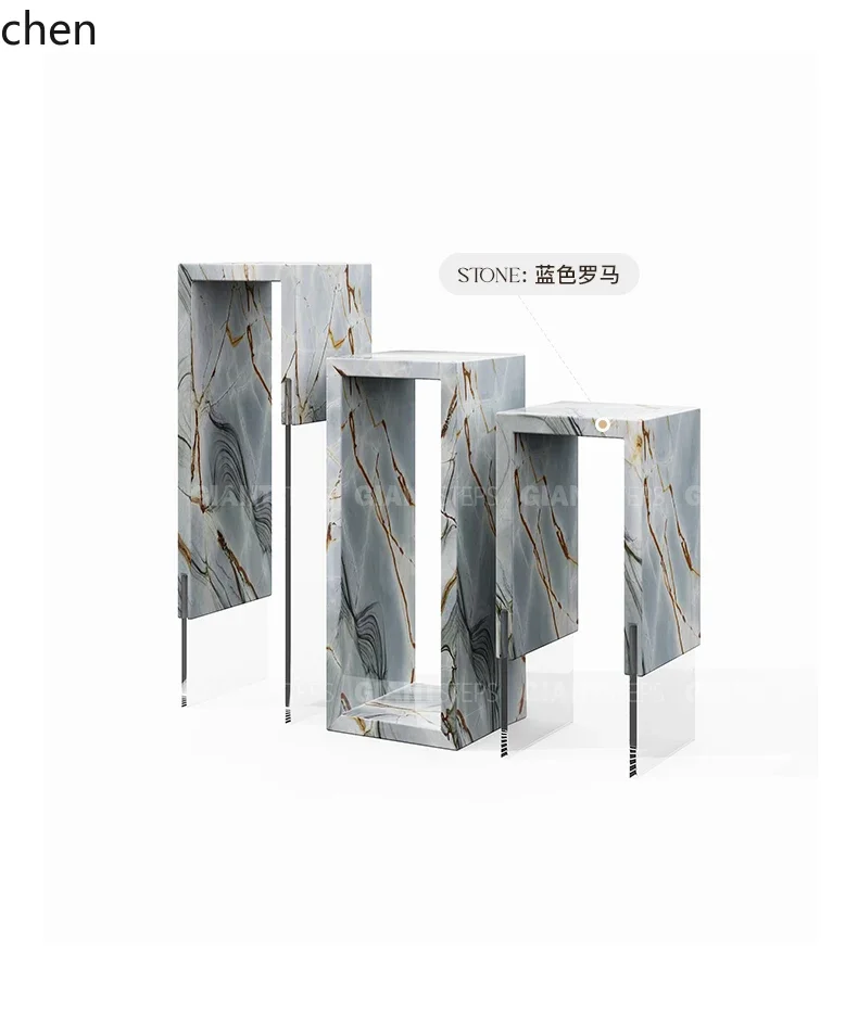 

flower stand entrance setting table transparent shelf living room hotel floor-to-ceiling natural marble