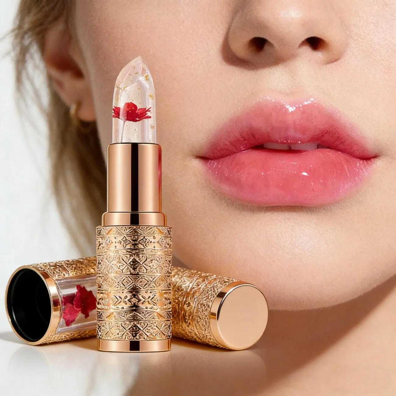 Magic Color Changing Lipstick - Crystal Gold Foil Petal Balm