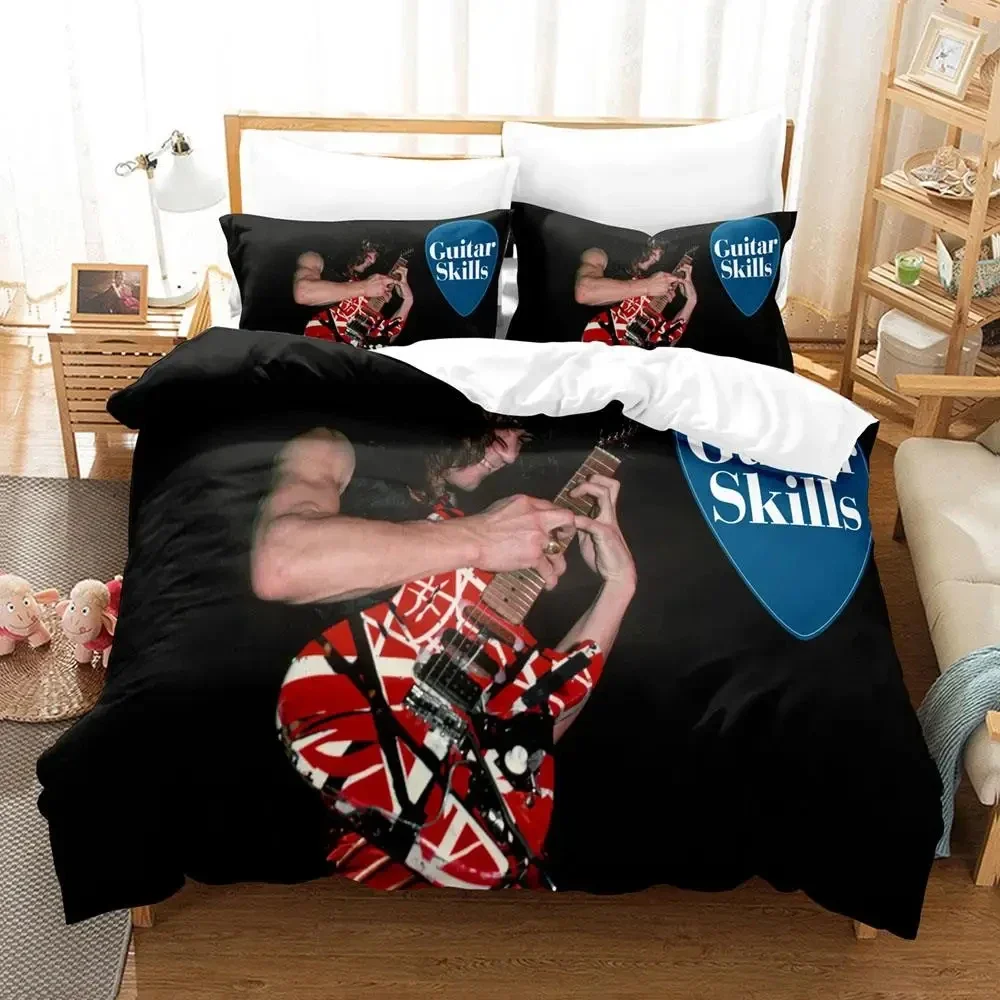 

3D Print Singer Eddie Van Halen Bedding Set Duvet Cover Bed Set Quilt Cover Pillowcase Comforter king Queen Size Boys Adult