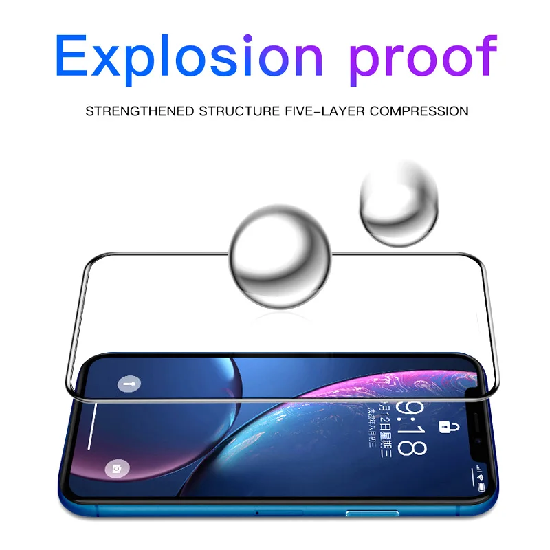 9D Protective Tempered Glass For iPhone 11 12 13 14 15 Pro Max Screen Protector Film For iPhone XR X XS Max 13 12 Mini Glass