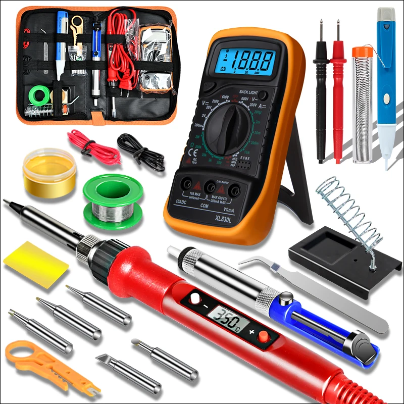 Adjustable Temperature Soldering Iron Kit 110V 220V 80W Soldering Iron Kit With XL830L Multimeter Welding Tool Kit