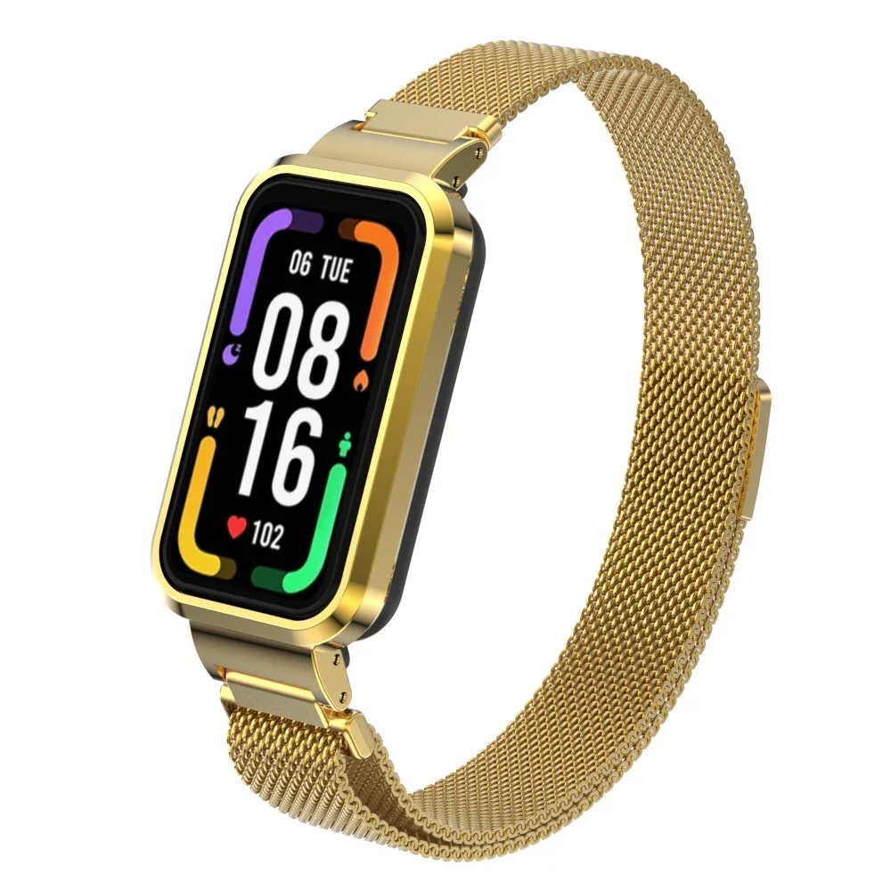 Suitable for Redmi band pro strap, Milan magnetic strap, metal protection one-piece strap Milanese Loop Magnetic Bracelet