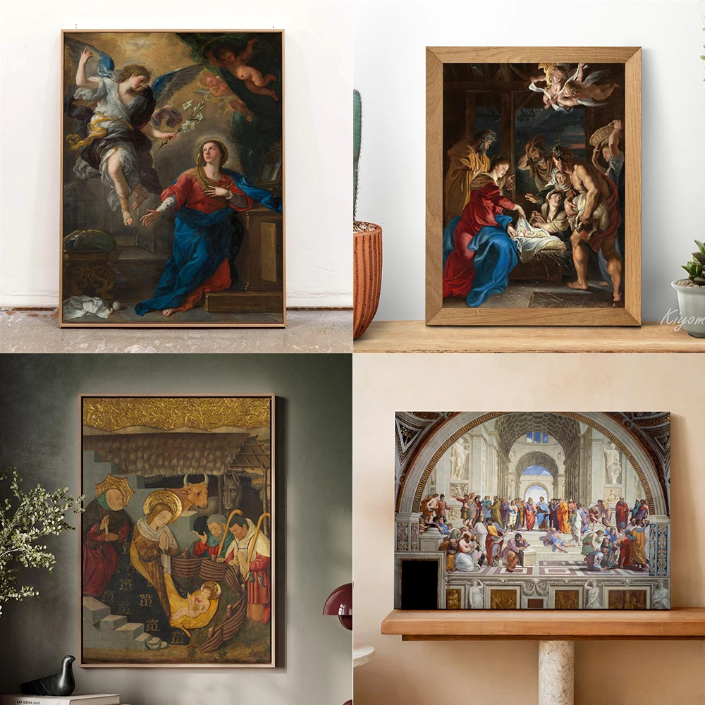 Luca Giordano The Annunciation Canvas Painting Wall Art Print Baroque Angel Gabriel And Virgin Mary Classical Christian Poster