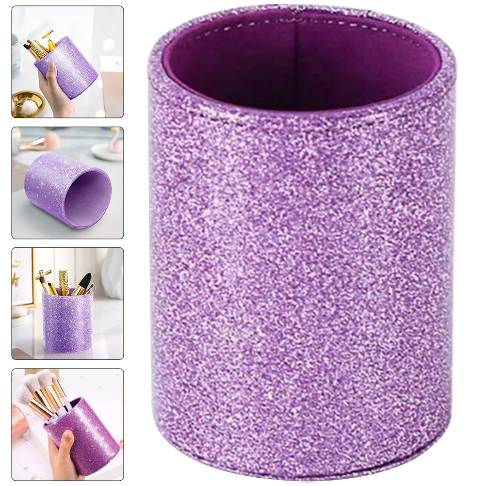 Suporte de caneta com glitter, organizador de papelaria para mesa, pincel de pintura, lápis de armazenamento