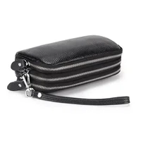 Women Long Wallet Genuine Leather 3-Layer Zipper Purse Bag Large Capacity Wristlet Clutch Wallets Phone Bag Money Purses - Image 3
