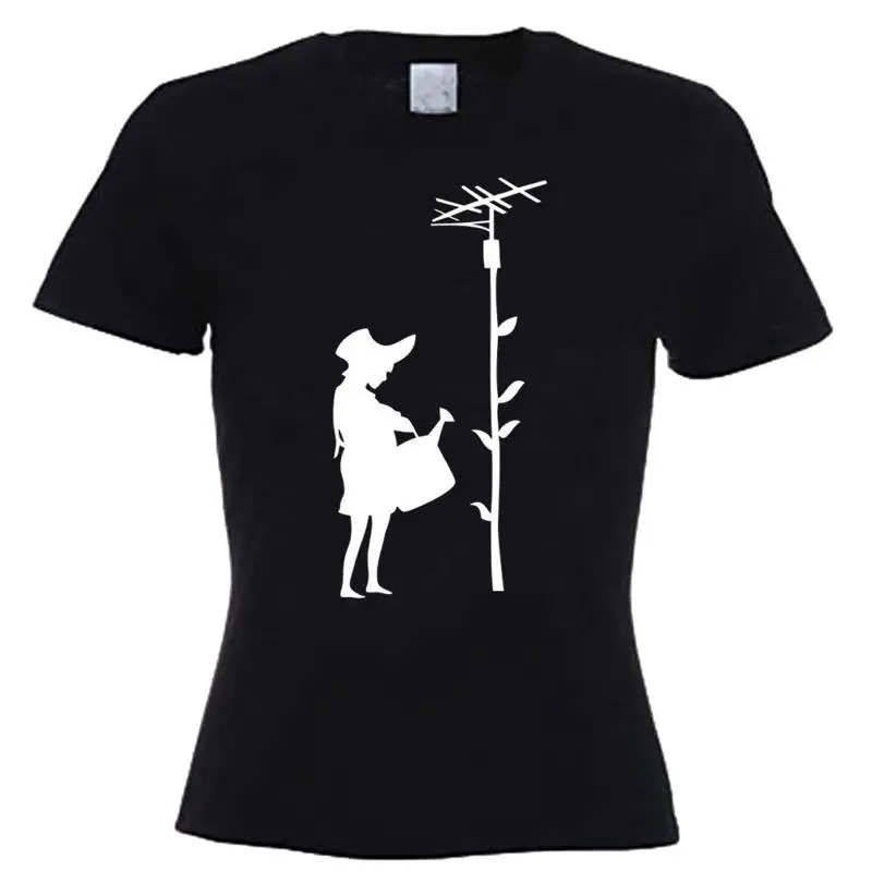 

Banksy Watering Can Girl Women'S T Shirt Tv Aerial Sizes Small To Xl
