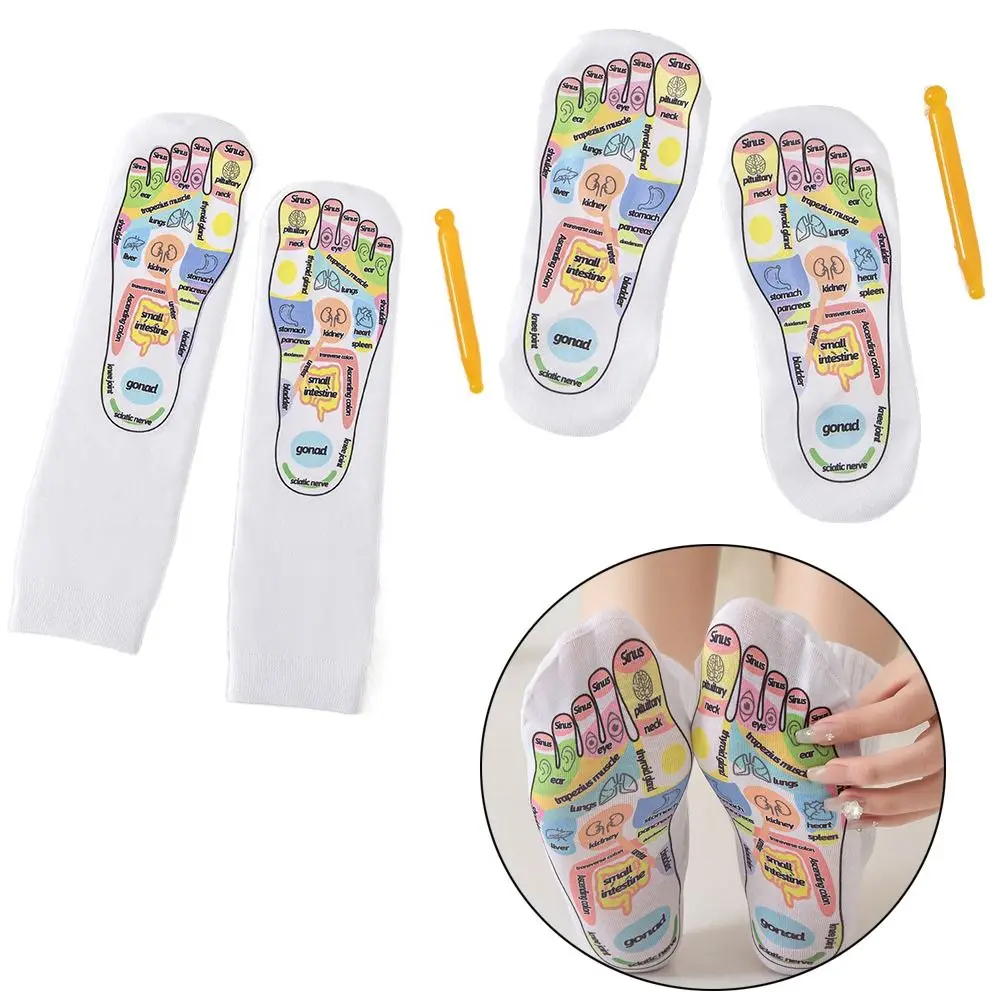 

Relieve Tired Feet Reflexology Socks Massage Stick Reusable Foot Pressure Point Socks Foot Pain Relief with Massage Tool