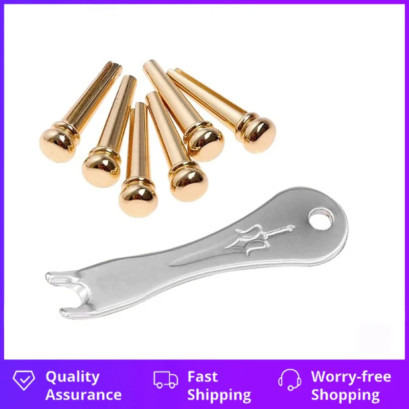 

Guitar Bridge Pins 6Pcs Brass Endpin For Acoustic Guitar With Guitar Bridge Pin Puller