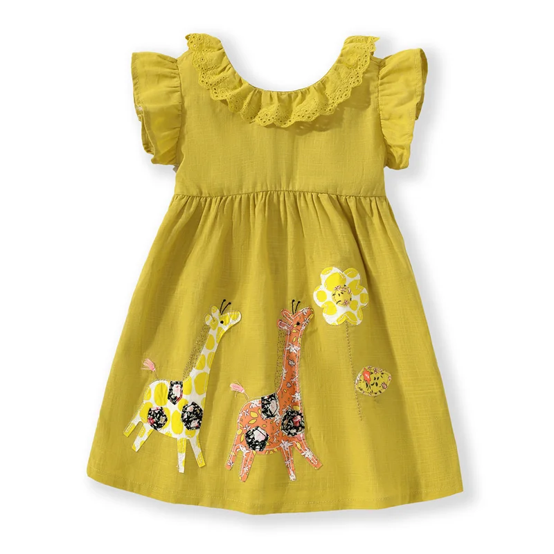 Spring meter 2-8 Jahre Neuankömmling Mädchen Kleider Blumen applikation heiß verkaufen Sommer Kinder Kleidung Kurzarm Baby Kleider – Detail 13