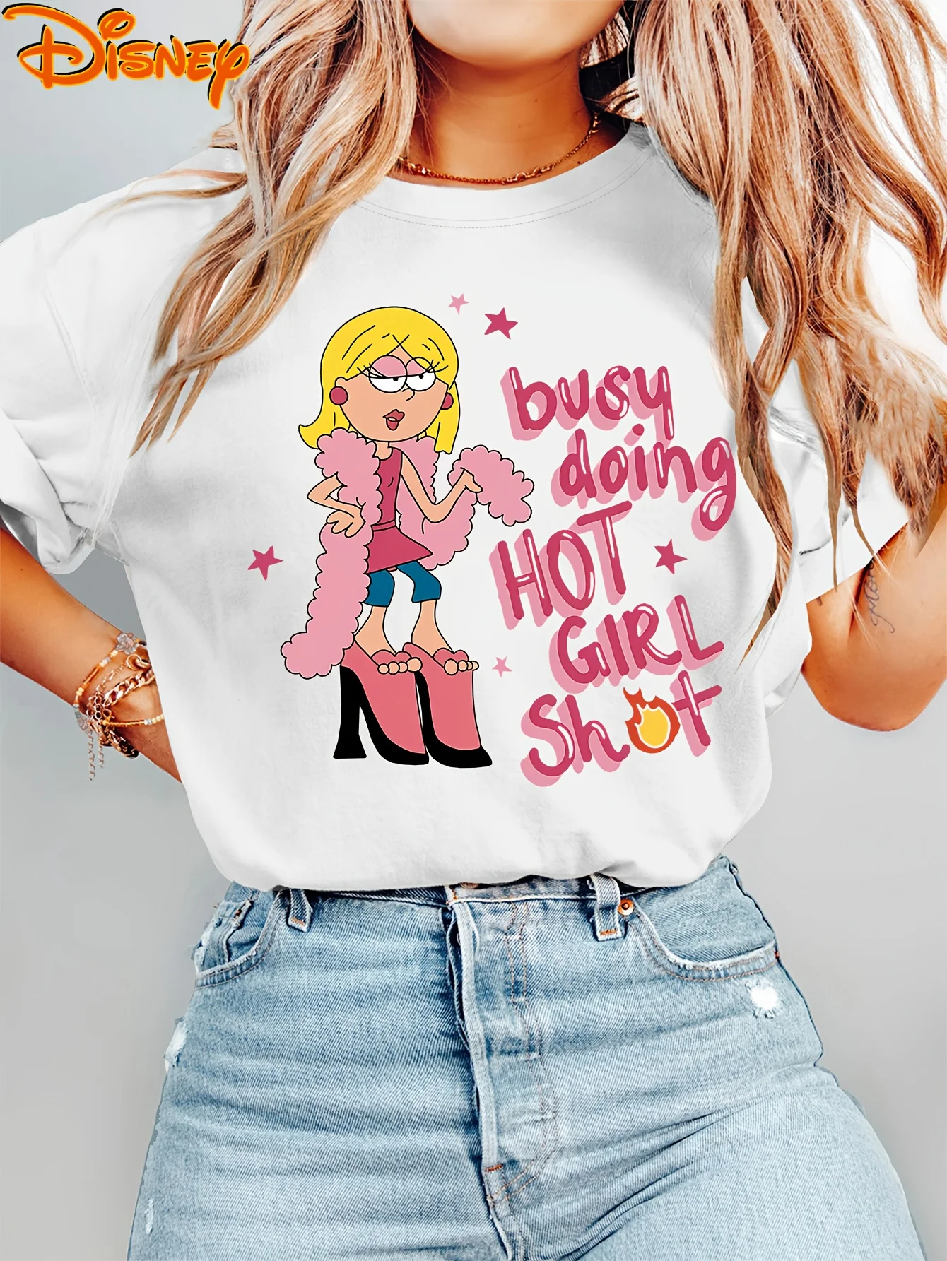 Disney Liz McGuire Is Busy Doing Hot Shots T-Shirt Vintage Damen Herren Baumwolle T-Shirt O-Ausschnitt Casual Trend Oversize Kurzarm Top