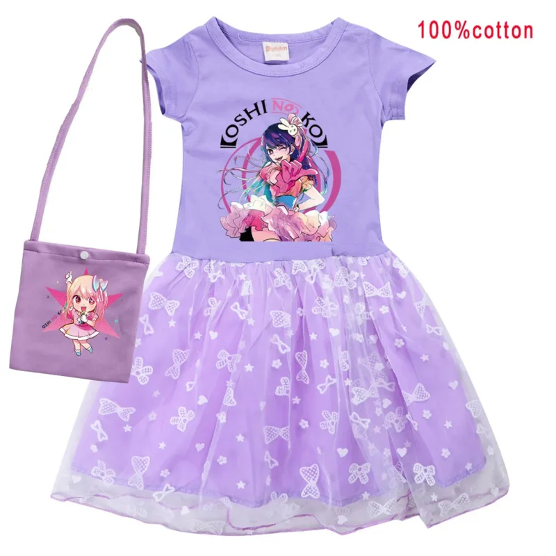 AIAI 2025OSHI NO KO Ai Kids Summer Ai Hoshino طفل لطيف الدانتيل فستان الأميرة طفل الفتيات حفلة عيد ميلاد Dre