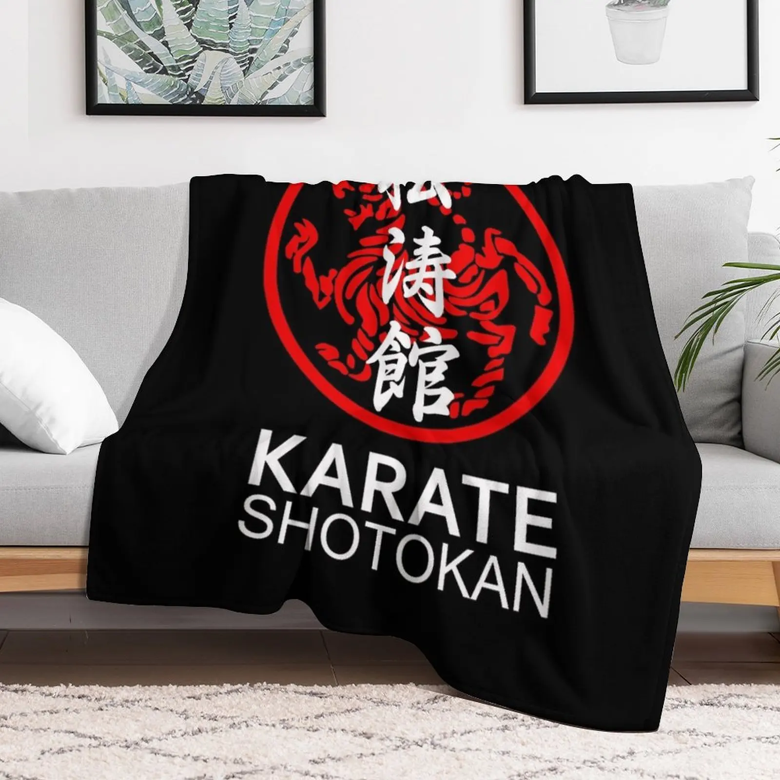 Shotokan Karate Symbol and Kanji White Text Throw Blanket Thermals For Travel Blankets For Baby Sofa Soft Blankets