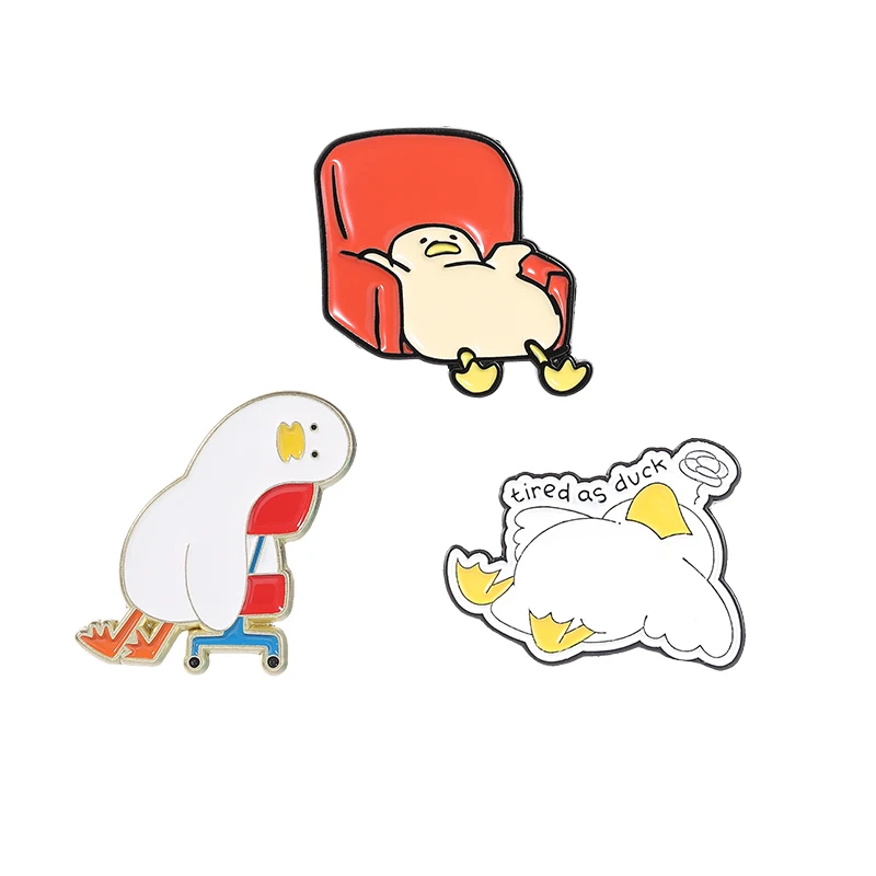 Chill No Energy Duck Enamel Pin Pack Sofa Office Slouch Tired Quote Duck Brooches Lapel Backpack Badge Jewelry Gift For Friends