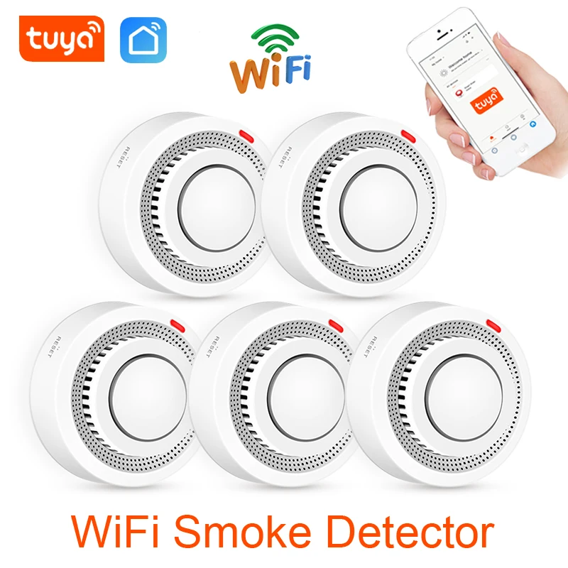 Tuya WiFi كاشف الدخان مستشعر كهروضوئي لاسلكي إنذار الحريق نظام أمان المطبخ المنزلي تطبيق الحياة الذكية تنبيه إنذار الصوت #1