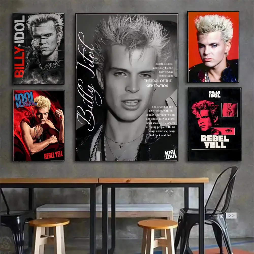 Singer Billy Idol Painting Calligraphy Canvas Poster Wall Art for Living Room Bedroom Study Office Home Decor Gift