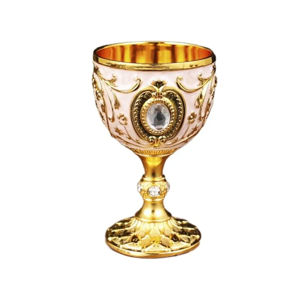 Drink Cup Embossed Vintage Metal Wine Cup European Style Anti-break Goblet Diamond-encrusted Wine Glasses Communion