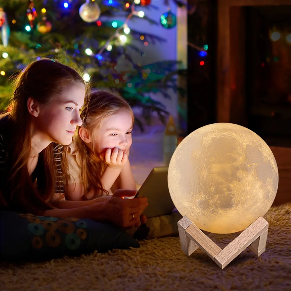 Moda 3D Musica Luna Lampada Tre colori chiari FAI DA TE Luna Luce notturna Ricarica USB Ragazza Ragazzo Donna Regalo di compleanno Arredamento camera da letto