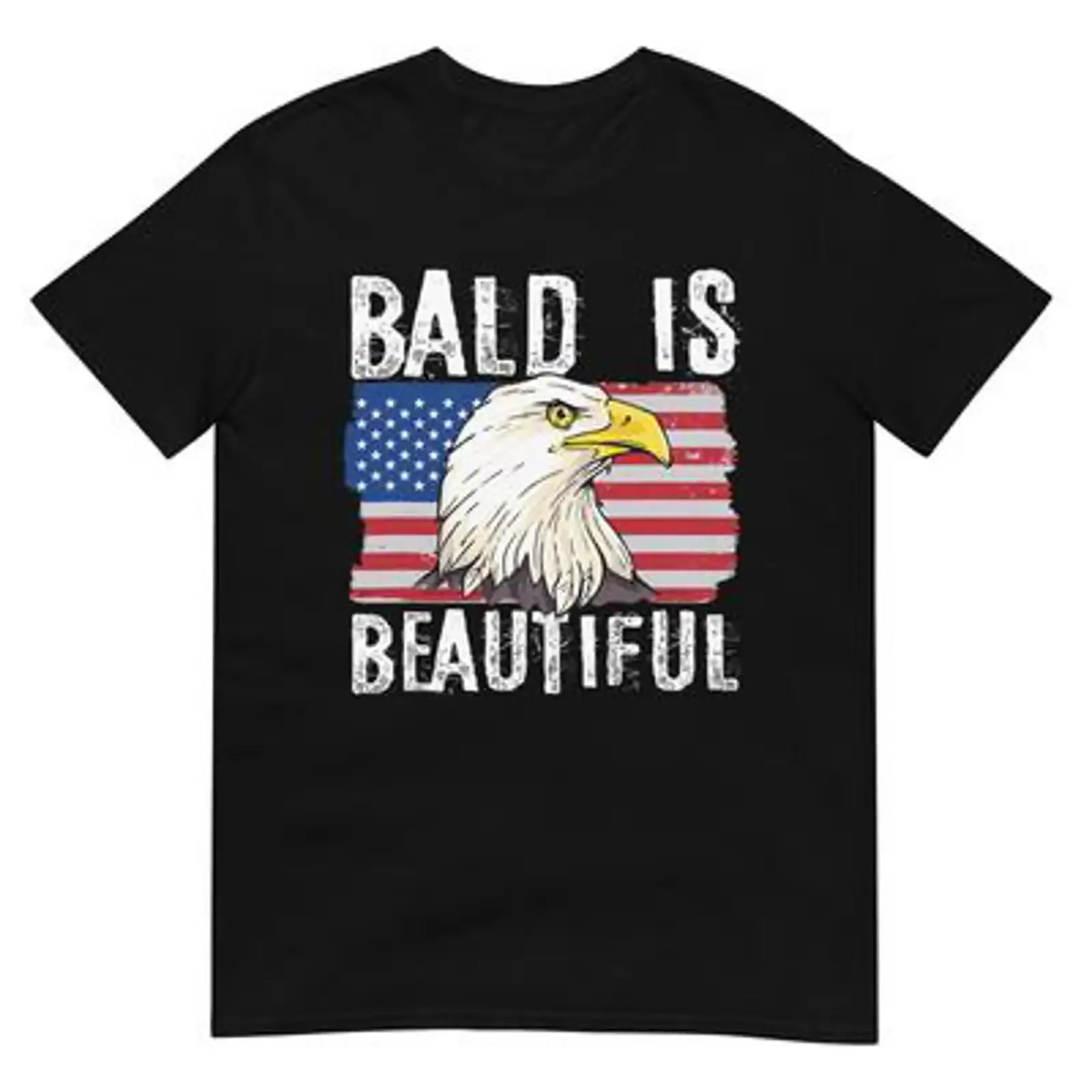 Bald Is Beautiful 4th of July Independence Day Eagle T Shirt vintage Washed Casual Comfortable Versatile graphic streetwear