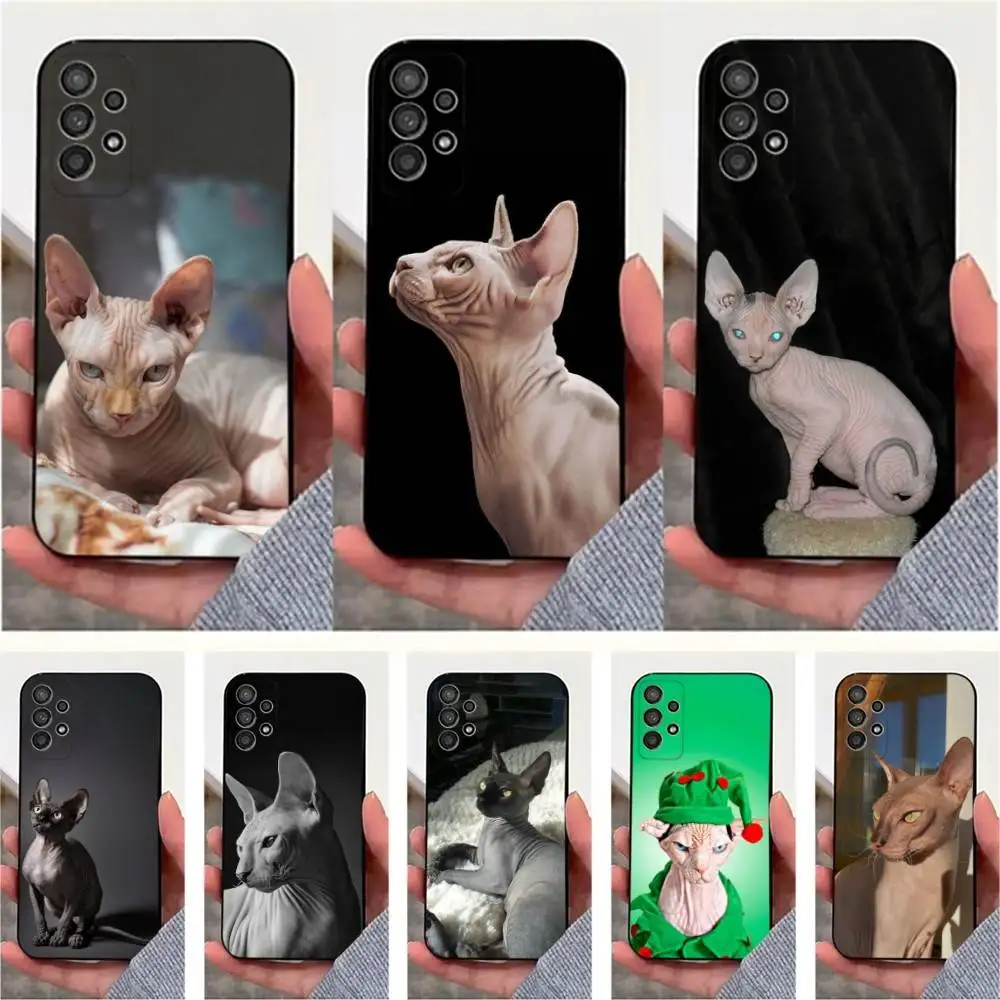 

Pet Cat Sphynx Sphinx Phone Case For Samsung S25,S24,S23,S22,S20,S21,S10,Ultra,Plus,Lite,FE,Soft Silicone Black Cover