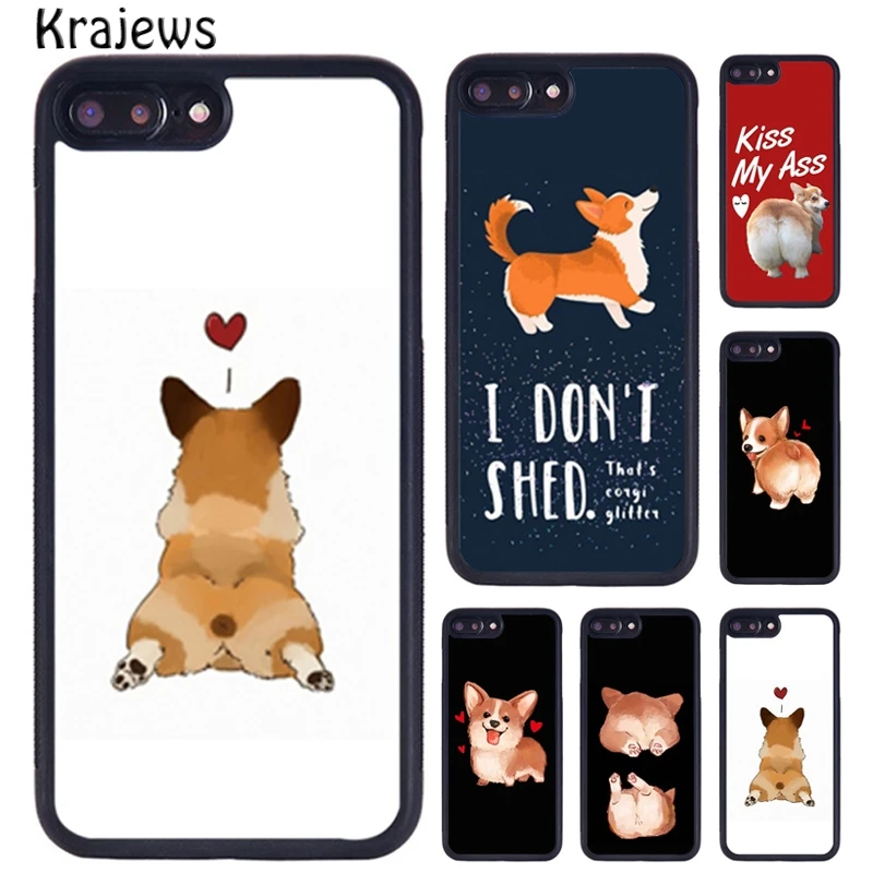 Krajews Cute Corgi Dog Ass TPU Phone Case For iPhone 16 15 14 X XR XS 11 12 mini 13 Pro MAX Plus cover shell coque