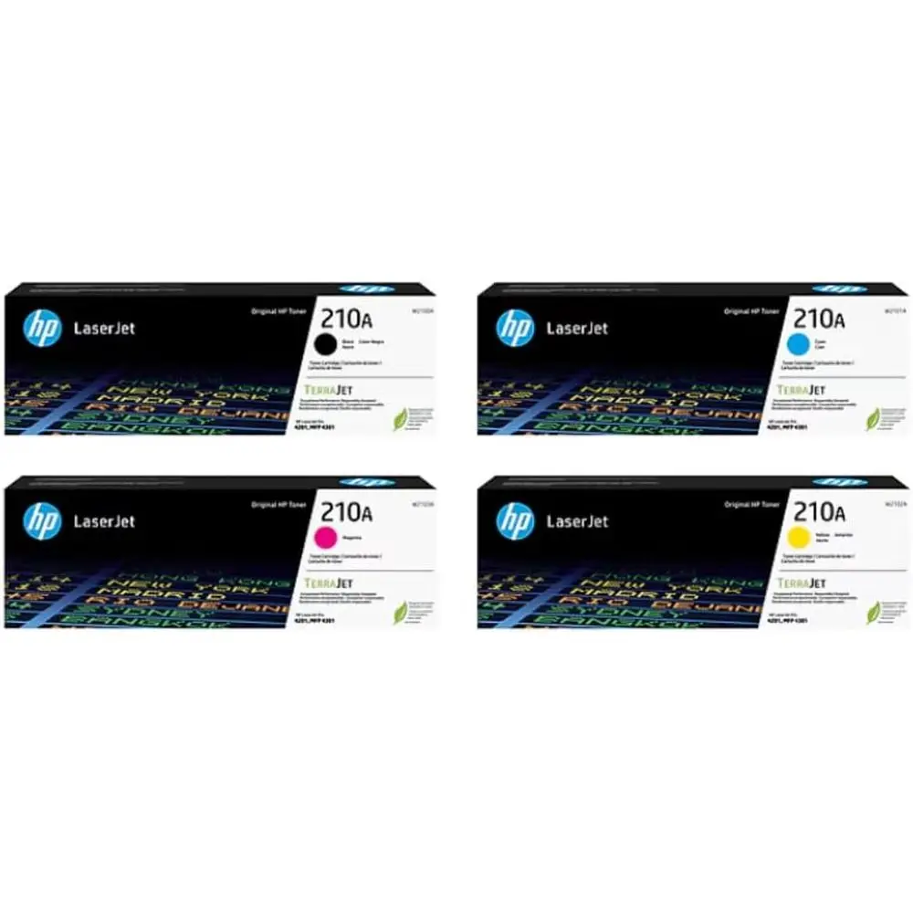 

210A Toner Cartridge 4-Pack (Black, Cyan, Magenta, Yellow) | Compatible Color LaserJet Pro 4201 & MP 4301 Series Printers | W210