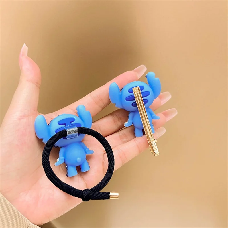 Disney Cartoon Lilo & Stitch Hair Accessories Figure Fashion Diamond Hair Clip for Girls Kawaii Modeling Rubber Band Girls Gifts