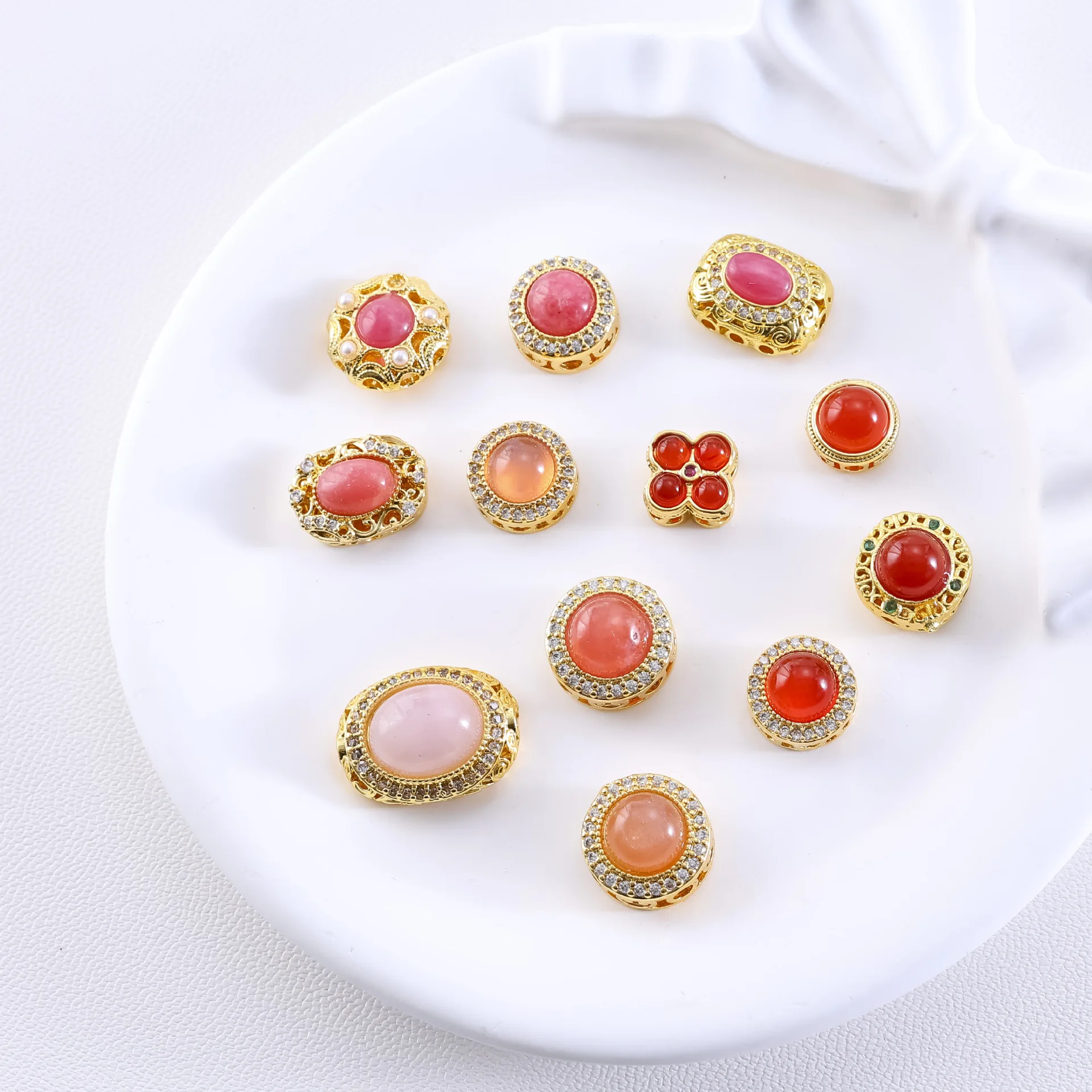 1pcs Red Agate Ring Face Multi-pass High-grade Jewelry Spacer Bead Accessories DIY Pearl Bracelet Necklace Materials Wholesales