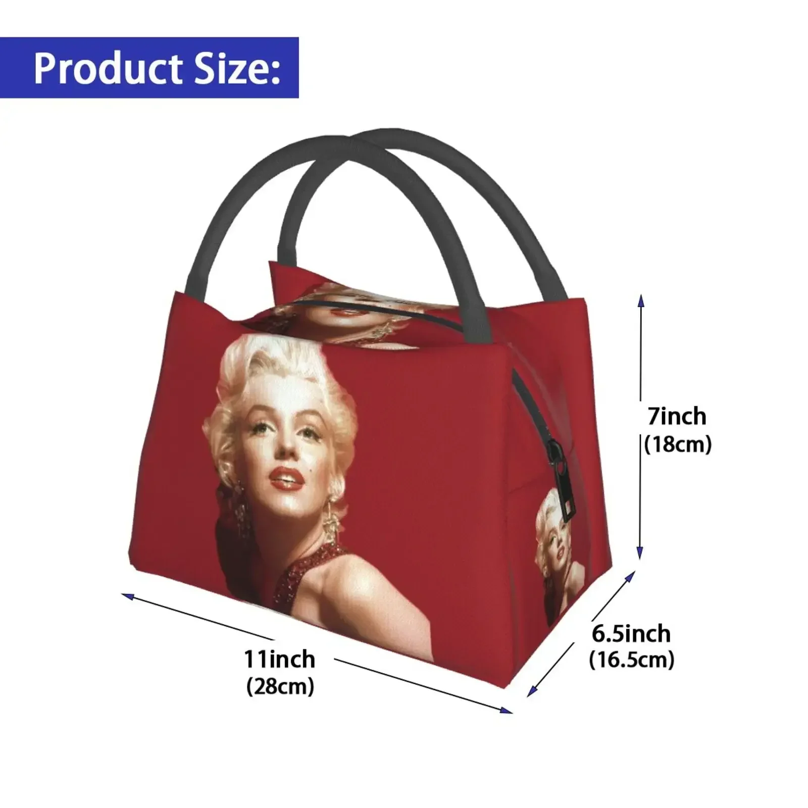 In Red Dress Lunch Bag For Child  Box Casual School Cooler  Portable Insulated Oxford Thermal Tote Handbags