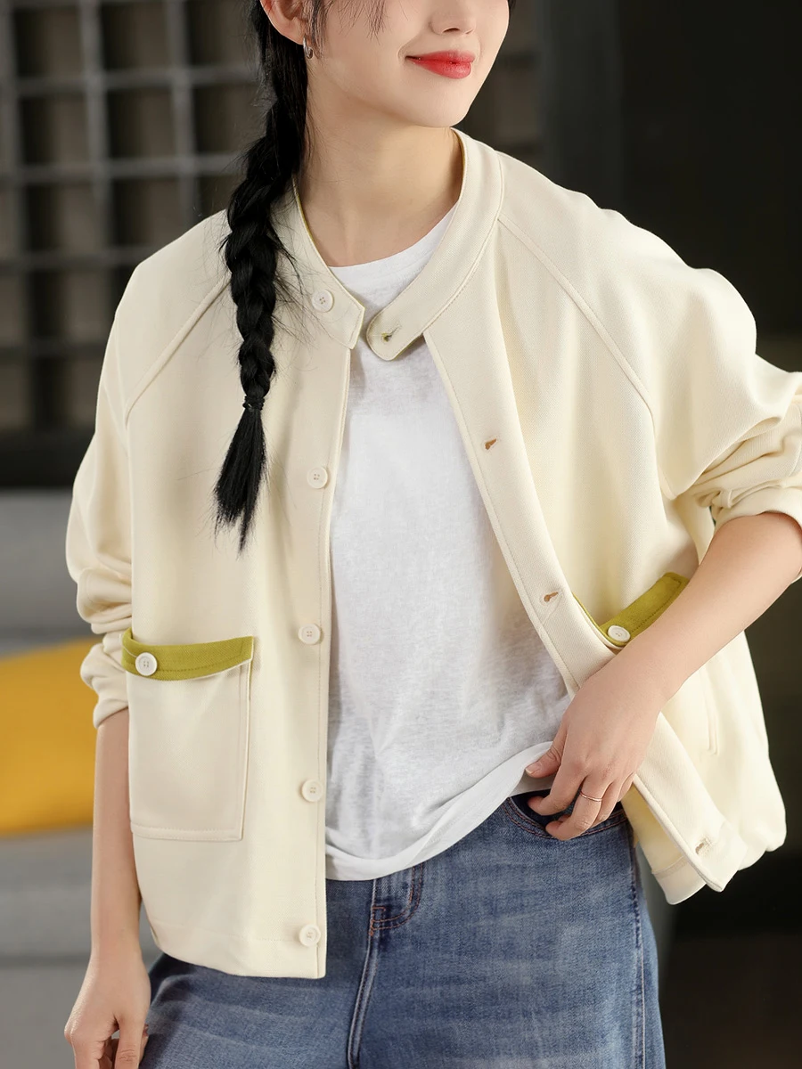 

Retro High-density Knitted Cotton Short Jacket Women's Spring Model round Neck Single-button Open Cardigan Outerwear Long Sle...