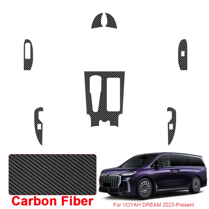 Car Carbon Interior Sticker For VOYAH DREAM 2023-Present LHD Window Lifting Panel Decal Gear Door Protective Film Accessory