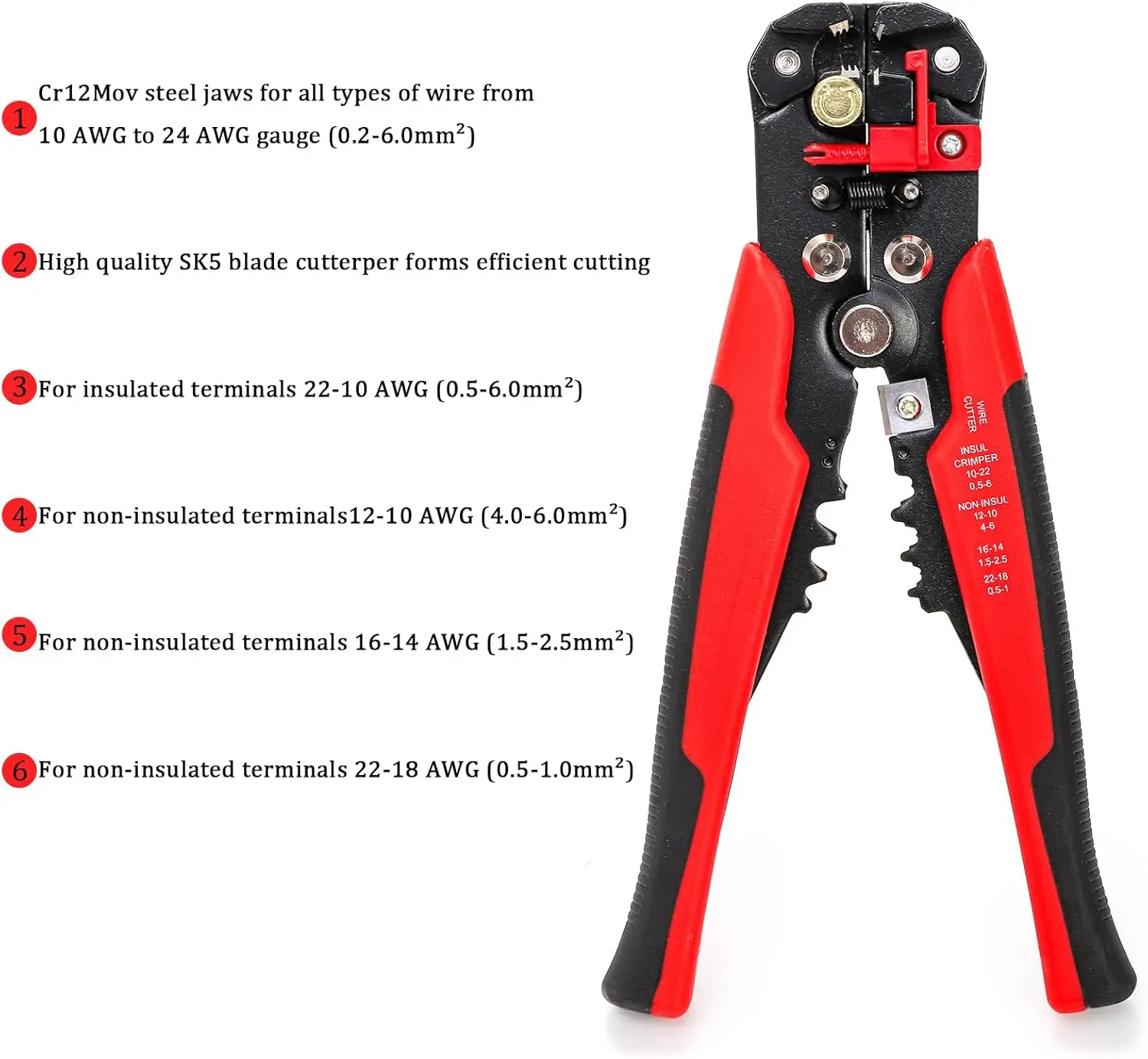 Self-Adjusting Wire Stripper Cutter,3 in 1 Wire Stripping Tools,for Electrical Wire Stripping,Cable Cutting,Crimping Tool