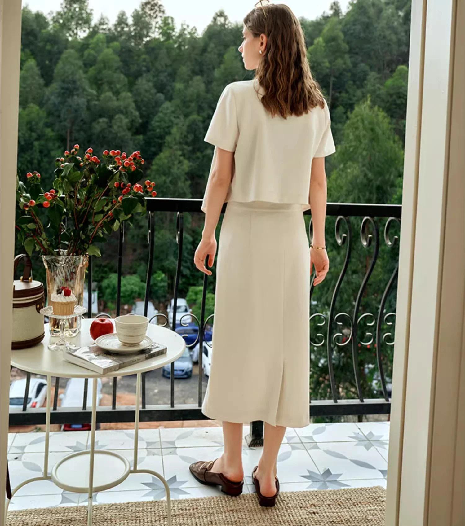 OLrain Office Lady Straight Skirt Women 2025 Spring Summer High Waist Solid Slit-hem Button Workwear Long Skirts O24XB91360