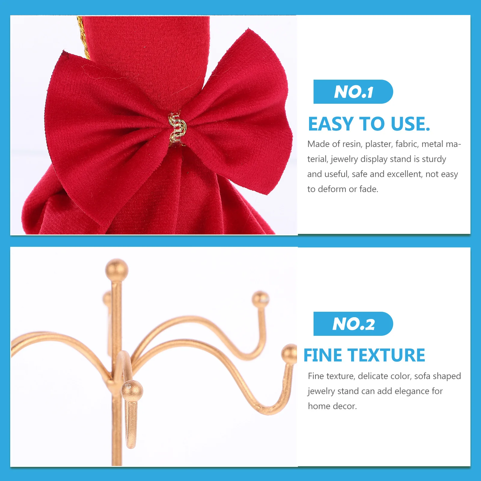 

Jewelry Display Stand Necklace Holder For Earrings Necklaces Resin Iron Cloth Material Multi-Functional Jewelry Display For