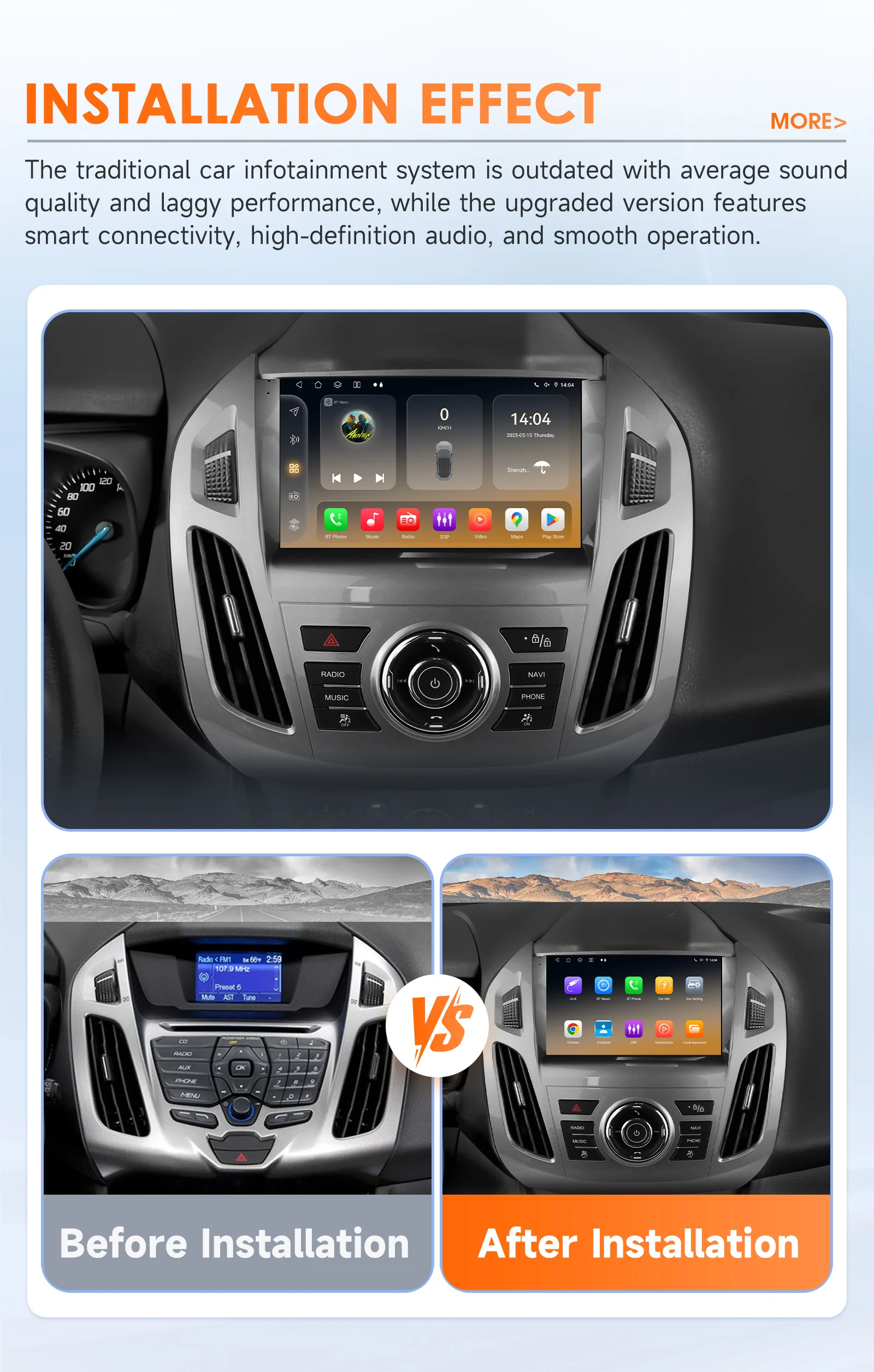 Octa Core Wireless Carplay Car Radio For Ford Transit Connect/ Tourneo Connect 2013-2018 2din Multimedia Snapdragon 6115 Player