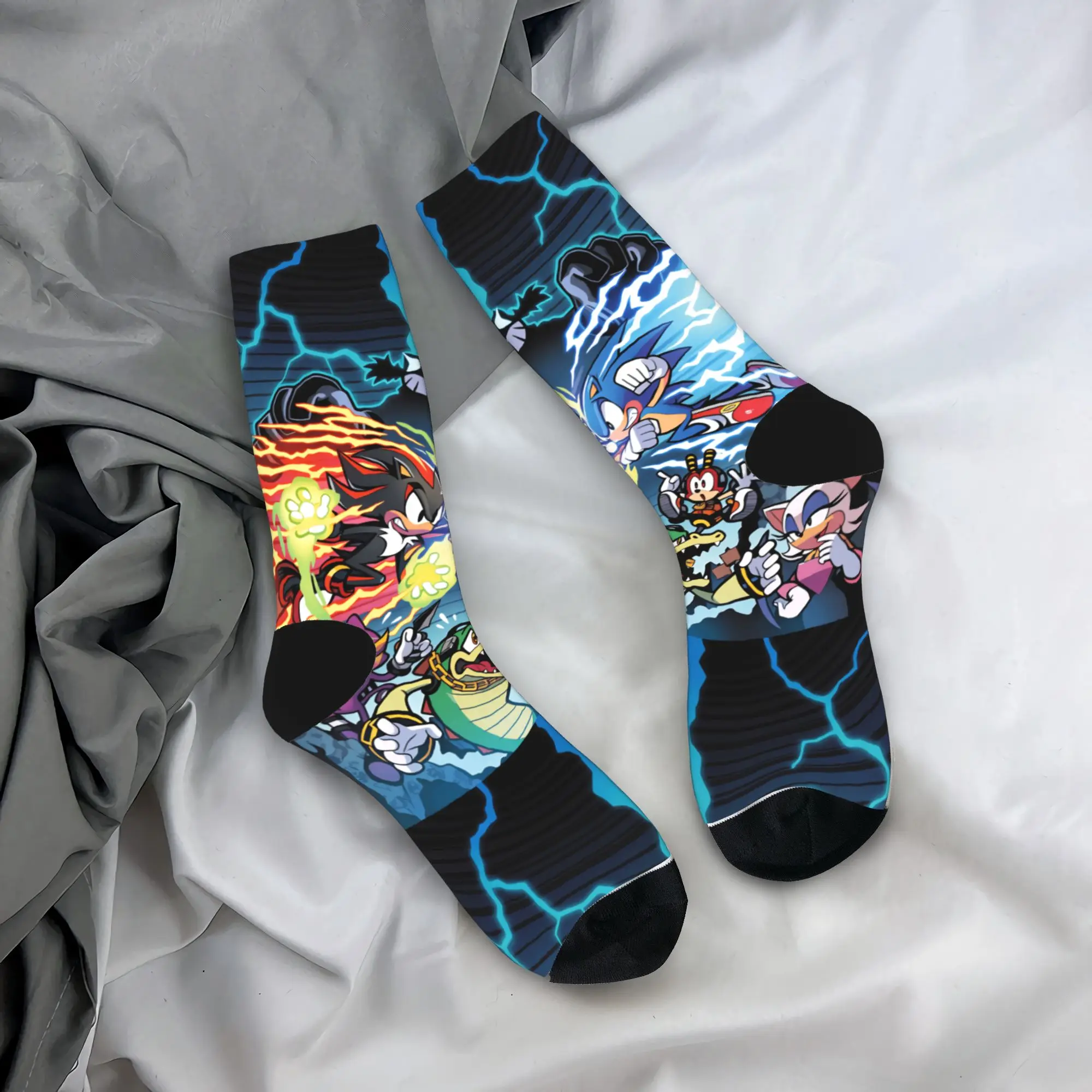 

Носки для взрослых мужчин с мультяшным принтом S-Sonic, нескользящие, мягкие, весенние, повседневные, с графическим рисунком, для бега