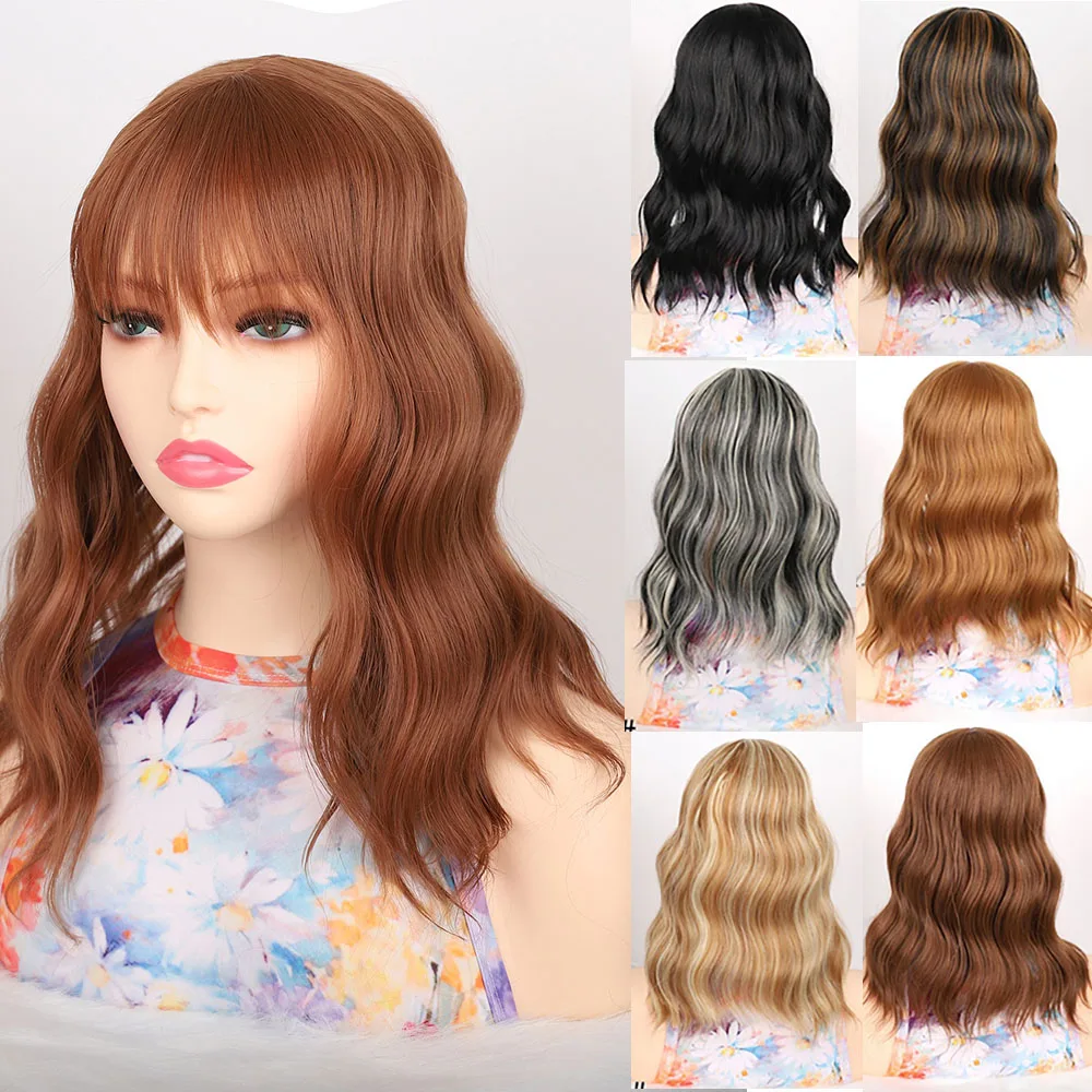 Zolin Toupee Hair For Women Closure Hair Simple Wig Synthetic Hair Accessorie Short Wavy Hair Bundles With Irregular Bangs