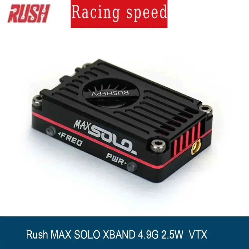 

RUSHFPV MAX SOLO XBAND 4.9G 2.5W 8CH Transmitter VTX 4.9Ghz CNC Shell Built-In Cooling Fan For RC FPV Range Racing Drone