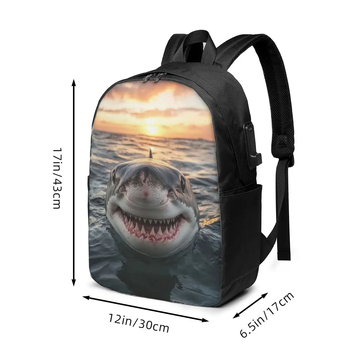 Great Shark Open Its Mouth Cartoon Backpack Travel Notebook Bag Computer College Student School Bag Laptop Shoulder Bags