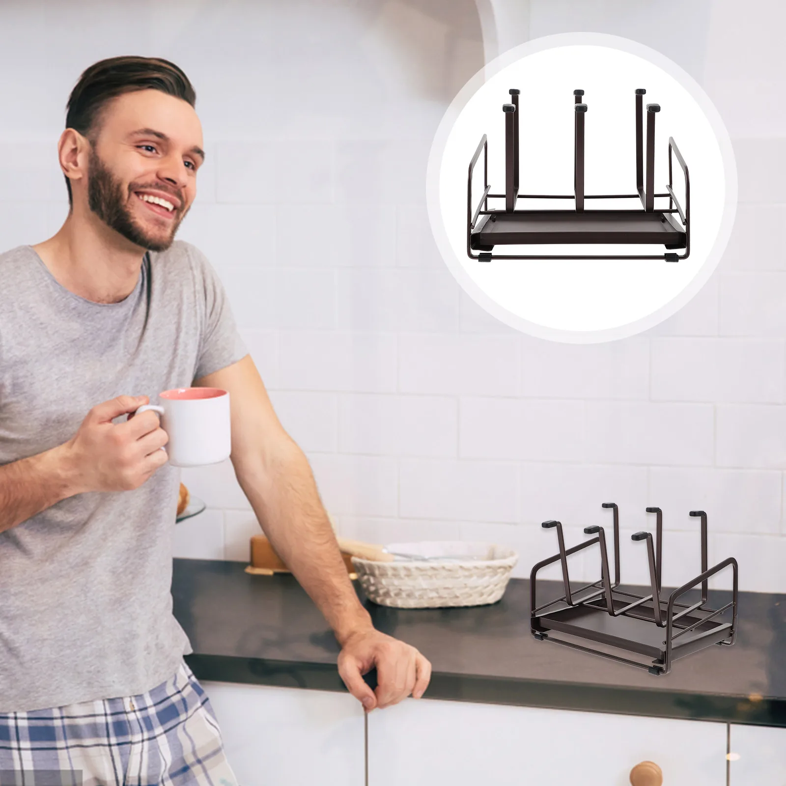 

Household Iron Rack Water Cup Storage Rack Cup Holder Upside Down Drain Rack for Home Kitchen (Coffee)
