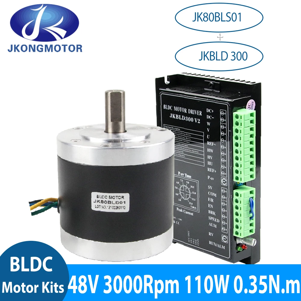 Jkongmotor 3Phase 80mm JK80BLS01 80BLS Round Brushless Dc Motor 48v 110W bldc hall sensor Electric Motor 0.35N.m BLDC Motor Kits